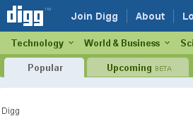 Web 2.0 Design: egyszerű navigáció (digg.com)